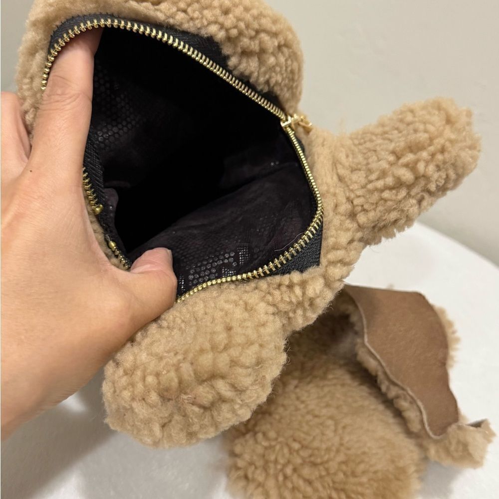 Colorblock Handmade Cute Real Shearling Teddy Bear Purse/Crossbody/Phone Pouch - Picture 15 of 16